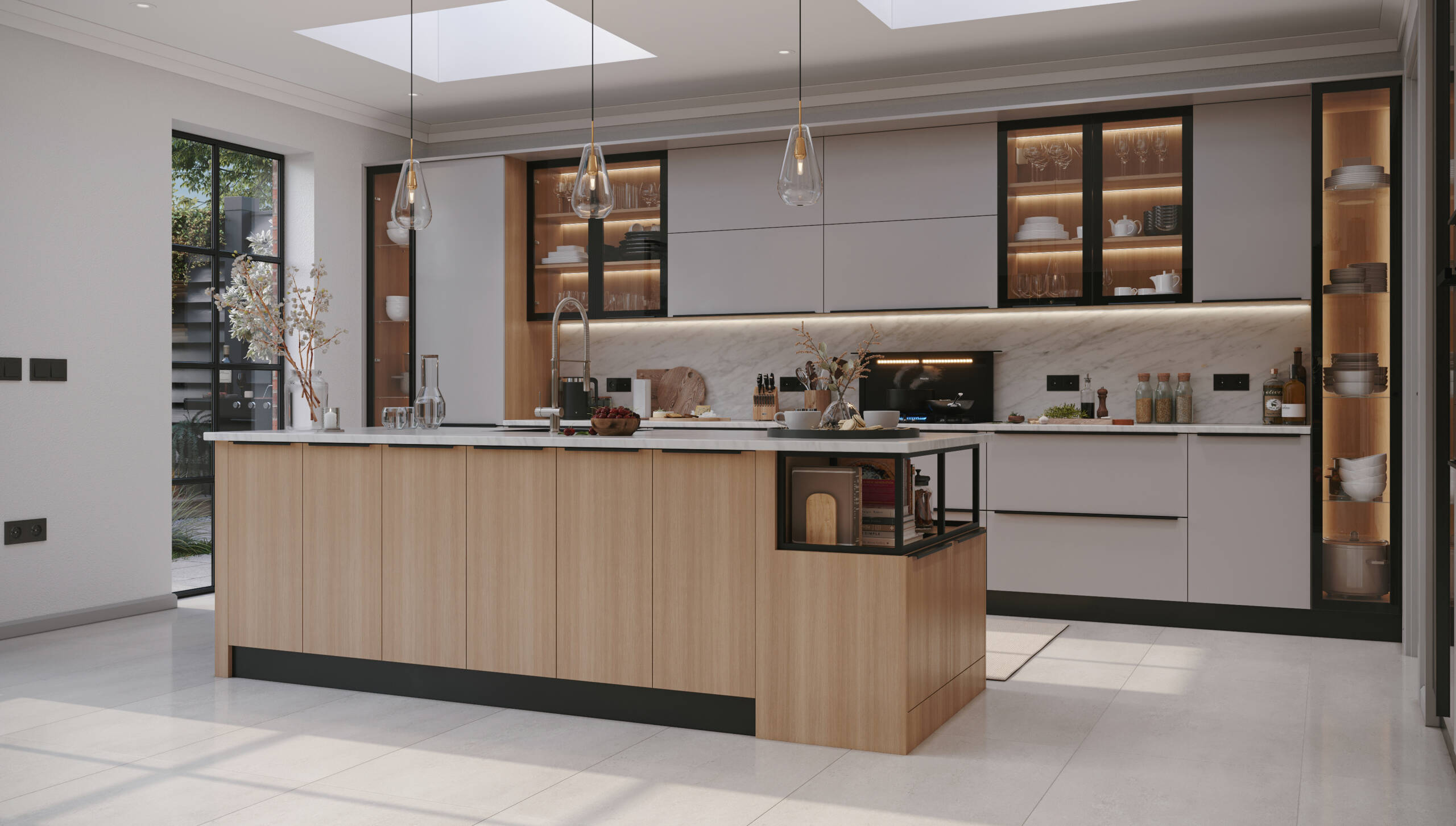 Axis kitchen cabinets with clean lines by Pi Cabinets